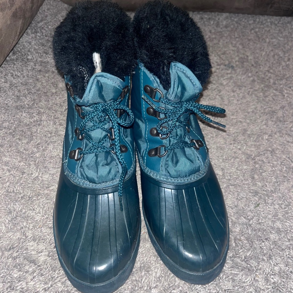 Vintage Sorel Kaufman Canada Duck Boots Teal Green Winter Snow Women 9 Youth 7